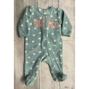Carter’s Baby Girl “Little Sister” Fleece Footed Pajamas Sleeper, Size Newborn
